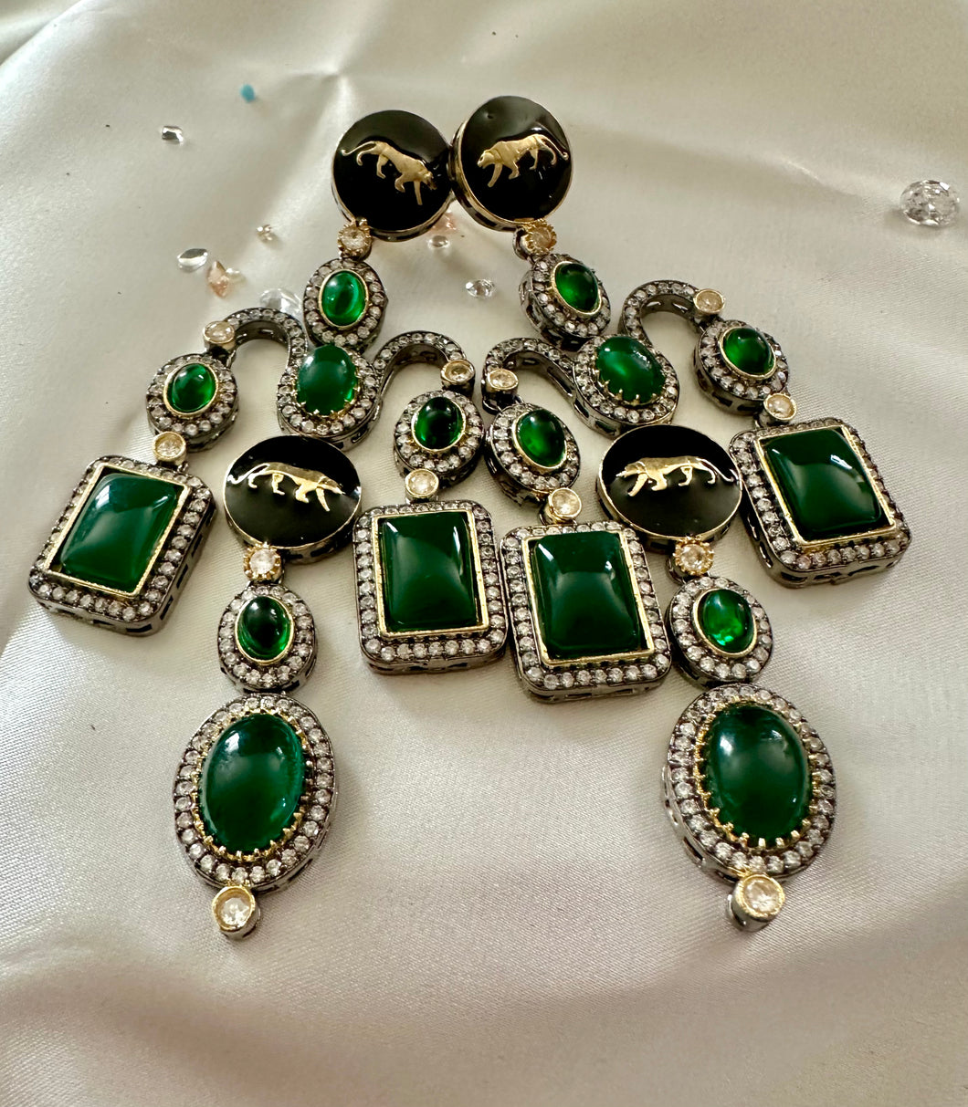 Emerald green sabya inspired earrings