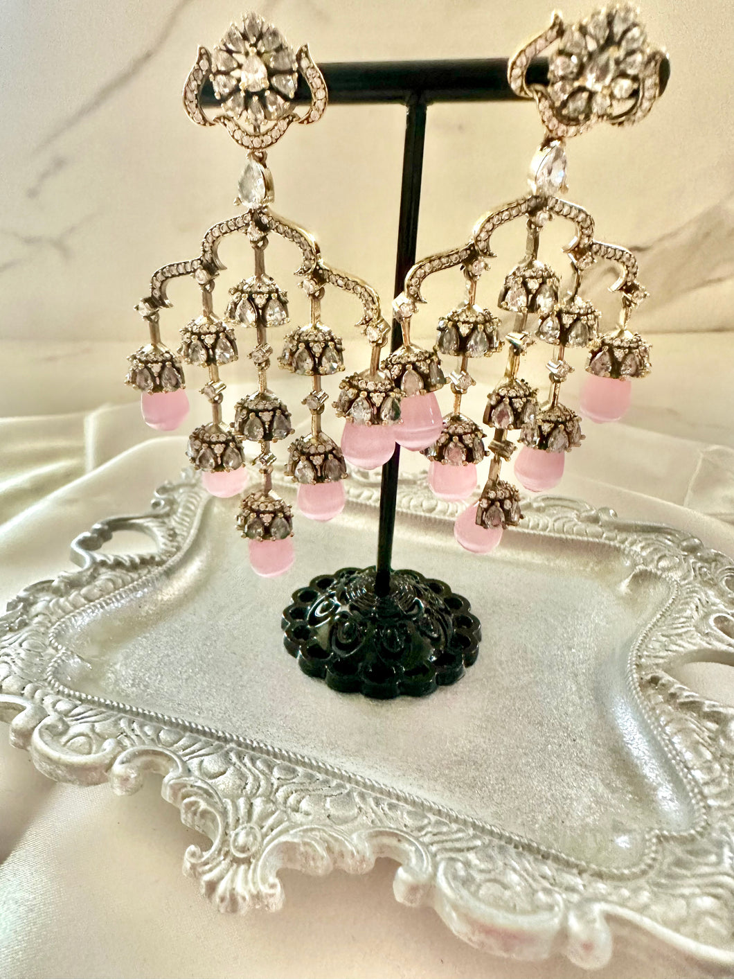 Pink chandelier earrings