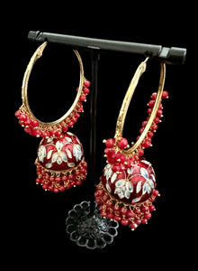 Red meenakari jhumka baalis