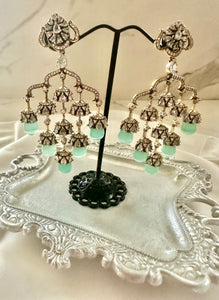 Aqua blue chandelier earrings