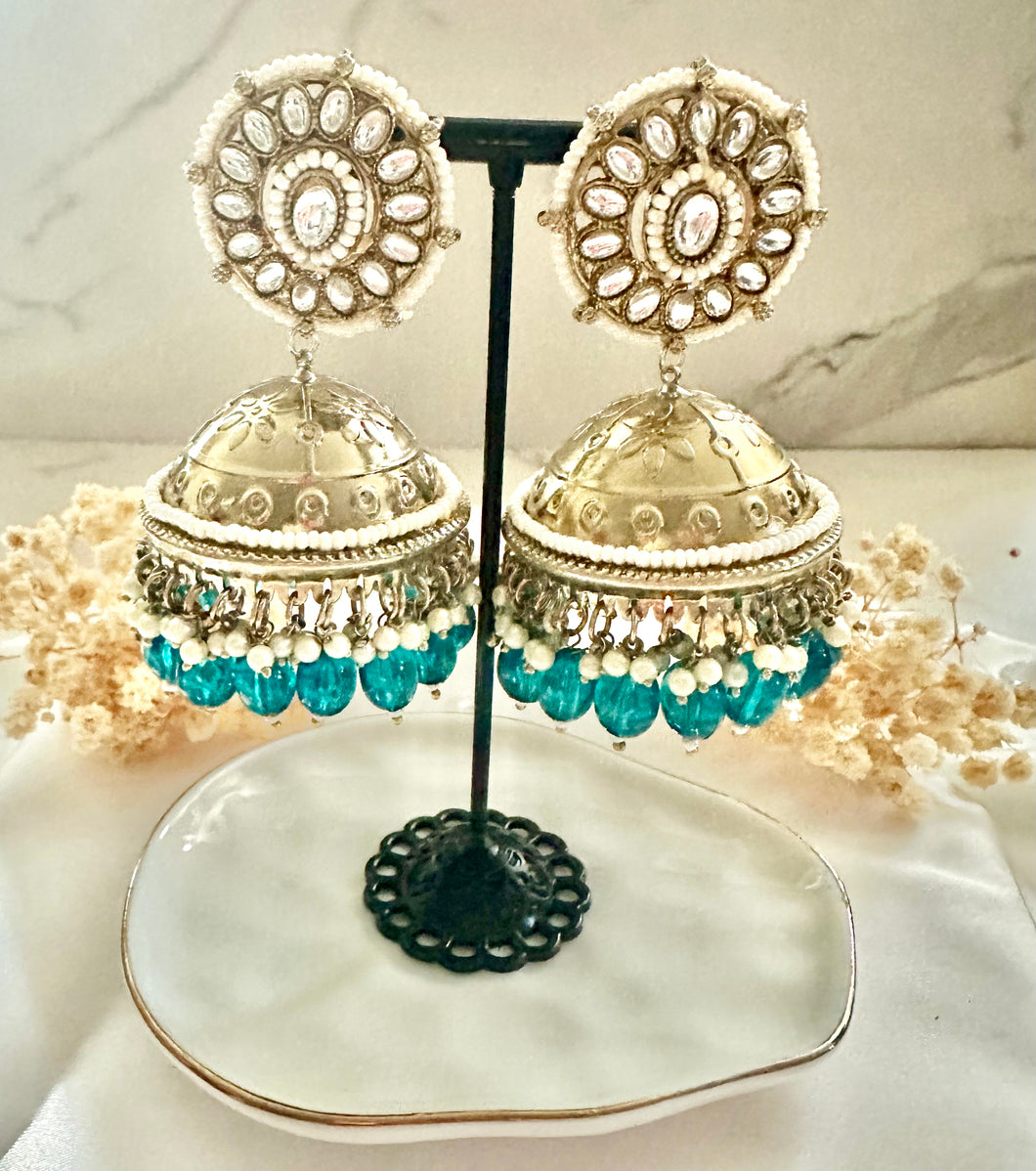 Turquoise jhumkaas