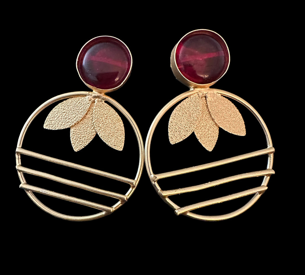 Ruby lotus earrings
