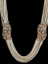 Load image into Gallery viewer, Silver grey diamente long necklace set
